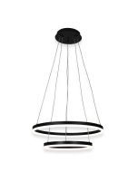 Φωτιστικό Κρεμαστό 60cm Δύο Κύκλοι Μαύρο Ματ LED 3CCT 3000-6000K Dimmer Night Mode Sun Light D88059/2-BK
