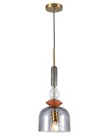 Φωτιστικό Κρεμαστό Μονόφωτο 1xE27 Γυαλί Smoke D200xH1500mm Gloria 4312100