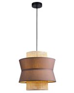 Φωτιστικό Κρεμαστό Μονόφωτο Διπλό 1xE27 D350x H1500mm Ύφασμα-Ράταν Viokef Rika 4306000