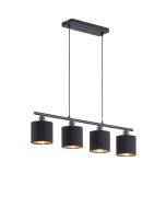 Φωτιστικό Κρεμαστό Τετράφωτο σε ράγα 75 εκ. Μαύρο  / Αμπαζούρ Υφασμάτινο Μαύρο Trio Tommy R30334079