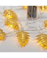 ΣΕΙΡΑ, 10 LED 5mm, ΜΕΤΑΛΛΙΚΑ ΧΡΥΣΑ ΦΥΛΛΑ 6cm, ΜΠΑΤΑΡΙΑΣ 2xAA, ΧΡΟΝΟΔΙΑΚΟΠΤΗ, ΔΙΑΦΑΝΟ PVC ΚΑΛΩΔΙΟ, ΘΕΡΜΟ ΛΕΥΚΟ LED ΑΝΑ 10cm, ΠΡΟΕΚΤΑΣΗ ΠΑΡΟΧΗΣ 50cm, IP20 Eurolamp 600-11457