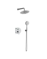 Orabella Preciosa - Shower set εντοιχισμού με Μπαταρία λουτρού, εντοιχισμού 2 σημείων, κεφαλή Φ250 με βραχίονα και τηλέφωνο ντουζ με σπιράλ και επιτοίχειο στήριγμα Χρωμέ 10393