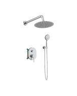 Orabella Marea - Shower set εντοιχισμού με Μπαταρία λουτρού, εντοιχισμού 2 σημείων, κεφαλή Φ250 με βραχίονα και τηλέφωνο ντουζ με σπιράλ και επιτοίχειο στήριγμα Χρωμέ 10405