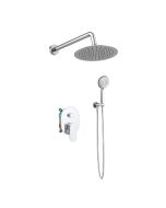 Orabella Aspen - Shower set εντοιχισμού με Μπαταρία λουτρού, εντοιχισμού 2 σημείων, κεφαλή Φ250 με βραχίονα και τηλέφωνο ντουζ με σπιράλ και επιτοίχειο στήριγμα Χρωμέ 10431