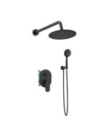 Orabella Oval Black matt - Shower set εντοιχισμού με Μπαταρία λουτρού, εντοιχισμού 2 σημείων, κεφαλή Φ250 με βραχίονα και τηλέφωνο ντουζ με σπιράλ και επιτοίχειο στήριγμα 10466
