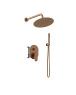 Orabella Oval Rose gold - Shower set εντοιχισμού με Μπαταρία λουτρού, εντοιχισμού 2 σημείων, κεφαλή Φ250 με βραχίονα και τηλέφωνο ντουζ με σπιράλ και επιτοίχειο στήριγμα 10478