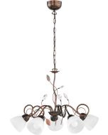 Φωτιστικό Πολυέλαιος Πεντάφωτος Ø70εκ. 5xE14 Μέταλλο Αντικέ-Γυαλί Αλάβαστρος Trio Traditio 110700528