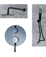 Σετ Εντοιχισμού 2 Εξόδων Μαύρο, Κώδωνας Ø20 εκ., Βραχίονας, Παροχή με Στήριγμα, Σπιράλ & Τηλέφωνο Ravelli Round 20006B