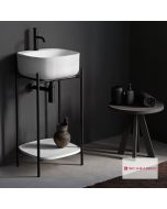 Έπιπλο μπάνιου Laila 2702-NROP με ράφι 2709-300 χωρίς νιπτήρα, Scarabeo 270209-NROP300