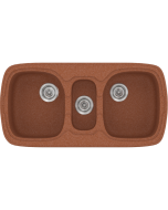 Νεροχύτης Κουζίνας Συνθετικός 97x51cm Ένθετος σε ερμάριο 100cm τρεις γούρνες Sanitec Classic 303-20-Granite-Terracotta