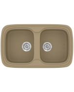 Νεροχύτης Κουζίνας Συνθετικός 82x50 εκ.2 Γούρνες Metallic Cream Ένθετος Eρμάριο 80 εκ.Sanitec Premium 312-15