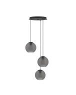 Κρεμαστό Φωτιστικό D45,5xH150cm Τρίφωτη Ροζέτα 3xE27 Μαύρο Μέταλλο-Γκρι Γυαλί Eglo Arangona Eglo Arangona 390213