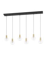 Κρεμαστό Φωτιστικό L138xH150cm Ρυθμιζόμενο Μαύρο-Χρυσαφί-Διάφανο Γυαλί LED 3000K Eglo Terque 390281