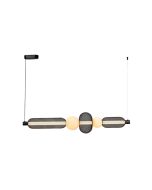 Κρεμαστό φωτιστικό από μαύρο μέταλλο και γυαλί 28W 4408LM 3000K D:1m 4073