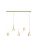 Κρεμαστό φωτιστικό LED 5*10W από χρυσαφί μέταλλο και ακρυλικό D:60x200cm 4077R-5-Golden