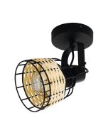 Φωτιστικό Σποτ Μονόφωτο L480xH240mm 1xE27 Μαύρο Ράταν Eglo Anwick 1 43324