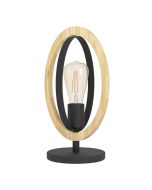 Φωτιστικό Επιτραπέζιο Μονόφωτο Ø155xL190xH375mm 1xE27 Μέταλλο Μαύρο-Ξύλο Eglo Basildon 43464