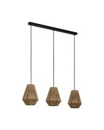 Φωτιστικό Κρεμαστό σε Ράγα  L900xH1100mm 3xE27 Φυσικό Νήμα-Μαύρο Eglo Alderney 43786