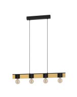 Φωτιστικό Κρεμαστό Τετράφωτο Ράγα L895xH1100mm 4xE27 Μέταλλο-Ξύλο Eglo Bailrigg 43902