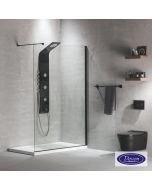 Διαχωριστικό κρύσταλλο ντουζιέρας IWIS Walk-in 90 h.220 ρυθμιζόμενo από 87 έως 89εκ., Devon Clean Glass Black Matt  IWH90C-400