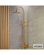 Μπαταρία Ντουζιέρας με Κεφαλή και Κολώνα ρυθμιζόμενου ύψους Slim Vicario Brushed Gold 500065-201