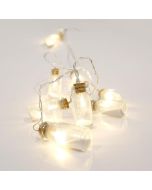 Λαμπάκια 10 Led Μπαταρίας 3xΑΑ Θερμό Λευκό με μπουκαλάκια με άμμο, IP20 Εσωτ. Χώρου,Διάφανο Καλώδιο, 4,5V 0,45w Eurolamp 600- 11137