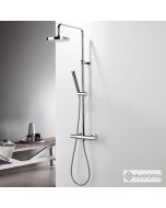 Θερμοστατική Μπαταρία Ντουζιέρας με Κεφαλή και Κολώνα ρυθμιζόμενου ύψους Thermo Round Eurorama Chrome 615065-100