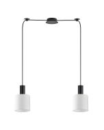 SE21-BL-4-BL2-SH1 ADEPT TUBE Black Pendant White Fabric Shade+ HOMELIGHTING 77-8508