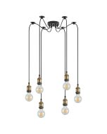 SE21-BR-10-BL6 MAGNUM Bronze Metal Pendant with Black Fabric Cable+ HOMELIGHTING 77-8689