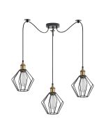 SE21-BR-10-BL3-GR1 MAGNUM Bronze Metal Pendant Black Metal Grid with Black Fabric Cable+ HOMELIGHTING 77-8705