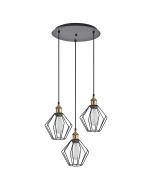 SE21-BR-10-3BL-GR1 MAGNUM Bronze Metal Pendant Black Metal Grid with Black Fabric Cable+ HOMELIGHTING 77-8707