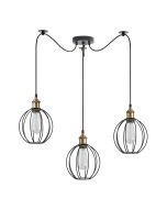 SE21-BR-10-BL3-GR2 MAGNUM Bronze Metal Pendant Black Metal Grid with Black Fabric Cable+ HOMELIGHTING 77-8712