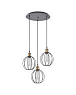 SE21-BR-10-3BL-GR2 MAGNUM Bronze Metal Pendant Black Metal Grid with Black Fabric Cable+ HOMELIGHTING 77-8714