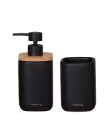 Mind black set δοχείο κρεμοσάπουνου 200 ml & ποτήρι οδοντόβουρτσας Sealskin 800062
