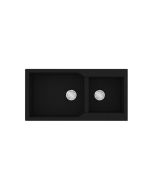 Νεροχύτης Κουζίνας 98x50cm με δύο γούρνες Ένθετος σε ερμάριο 100cm Sanitec Ultra Granite 803-33-Nero 