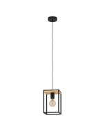 Φωτιστικό Κρεμαστό Μονόφωτο L180xΒ180xH240mm 1xΕ27 Μαύρο-Ξύλο Eglo Libertad 99795