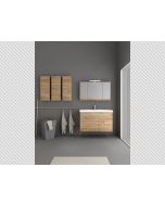 Σετ Έπιπλο Μπάνιου Βάση Π100*Υ60*Β43 εκ.MDF Μελαμίνη Light Hickory,Νιπτήρας-Καθρέπτης-Φωτιστικό Savvopoulos Luxury City XL 001