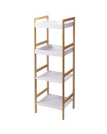 Ραφιέρα Μπάνιου με 4 Ράφια από Bamboo & MDF Natural/White 36x33x110cm MRShome DF-0011000