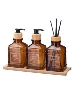 Σετ Δύο Dispenser & Αρωματικό Χώρου με Sticks Γυάλινο/Μπαμπού με δίσκο Amber MRShome DF-0019004