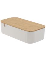 Κουτί Αποθήκευσης PS/Bamboo με Καθρέπτη 26x13x7cm White/Natural MRShome DF-0055000