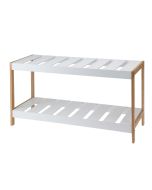Παπουτσοθήκη 2 Επιπέδων από Bamboo/MDF 70x26x36cm Natural/White MRShome DF-0064000