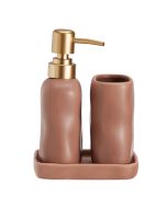 Σετ Μπάνιου Stoneware 3 Τεμαχίων Pink 7631U MRShome DF-0093002