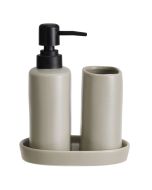Σετ Μπάνιου Stoneware 3 Τεμαχίων Warm Grey 2U MRShome DF-0094003