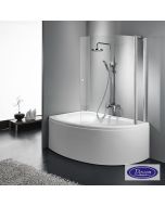 Διαχωριστικό κυρτό δίπτυχο μπανιέρας 120εκ. ύψους 140εκ., Devon Primus-Plus Clear Chrome DGC1200T-100