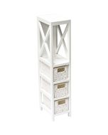 Έπιπλο MDF με 1 Ράφι και 3 Συρτάρια Λευκό 17x24x82cm MRShome DS-1232000