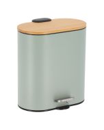 Κάδος Απορριμμάτων Οβάλ 5L Soft Close Μεταλλικός Mint με Μπαμπού Καπάκι MRShome  DS-8006B08