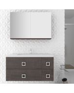 Orabella Mood 100 με δύο Πόρτες και δύο Συρτάρια - Κρεμαστό Έπιπλο Μπάνιου με πορσελάνινο νιπτήρα Tecla και καθρέπτη ντουλάπι F60161-70140-70107-60161