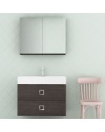 Orabella Touch 81 με δύο Συρτάρια - Κρεμαστό Έπιπλο Μπάνιου με πορσελάνινο νιπτήρα Tecla και καθρέπτη ντουλάπι F60167-70152-70105-60167