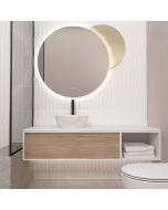 Orabella Drawer with shelf 120 - Κρεμαστό Έπιπλο Μπάνιου με λευκή ματ επικάλυψη και βάση με συρτάρι από μελαμίνη δικής σας επιλογής (χωρίς καθρέπτη και νιπτήρα) F70210-70208,W-120