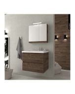 Σετ Έπιπλο Μπάνιου Μ71xB50xY55cm Βάση-Νιπτήρας-Καθρέπτης -Φωτιστικό Laminate Μελαμίνη MDF Dark Hickory Savvopoulos Funky 003